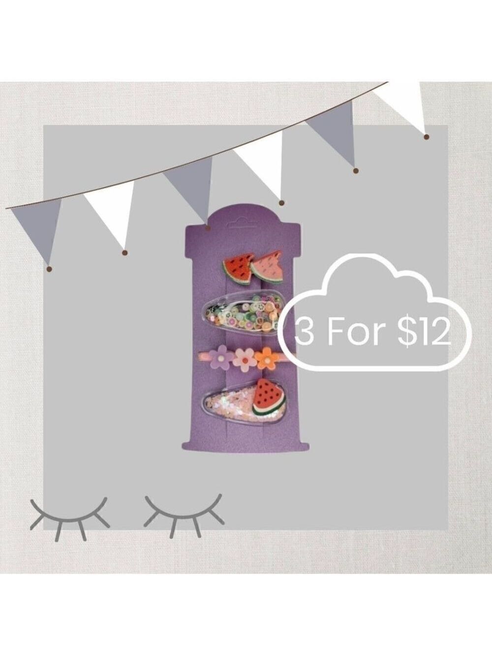 3 for $12 4pc Children Hairclip Set